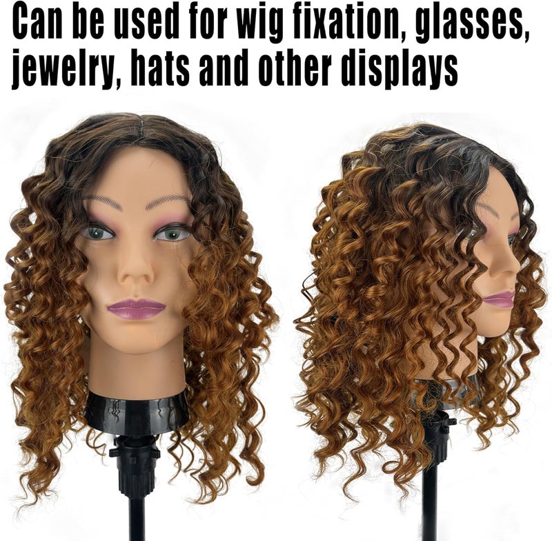 simnient Bald Mannequin Head Stand Professional Cosmetology Wig Training Head for Wig Making and Display Hat Glasses Scarf Jewelry Model Head with Free Clamp - Image 4